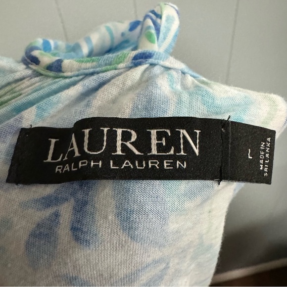 LAUREN RALPH LAUREN 2 Strap Blue Green Cotton Viscose Babydoll Nightgown Size L - Picture 6 of 9